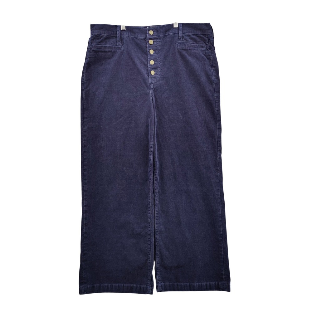 Gap Womens Retro Preppy High Stride Wide Leg Corduroy Pants 35/20R Navy Blue